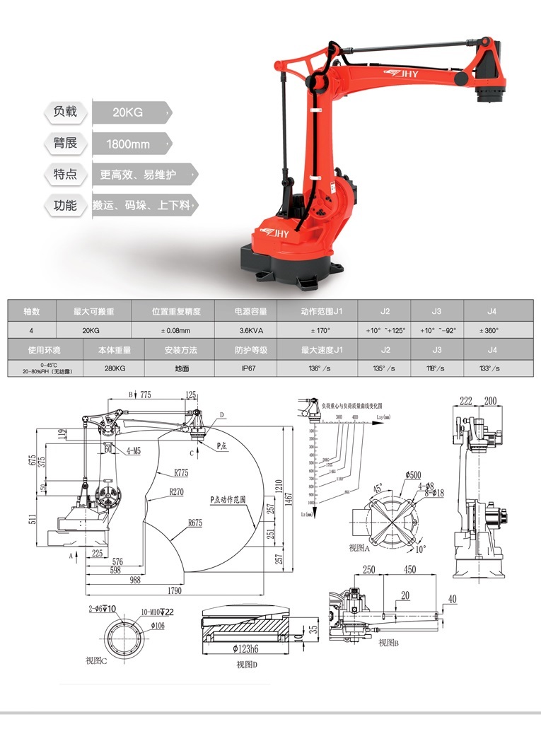 碼垛機器人負(fù)載20公斤